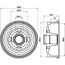 8DT 355 300-411 HELLA Тормозной барабан