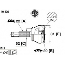 10.176 PEX Шарнир, приводной вал