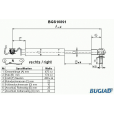 BGS10891 BUGIAD Газовая пружина, крышка багажник