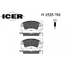 181525-701 ICER Комплект тормозных колодок, дисковый тормоз