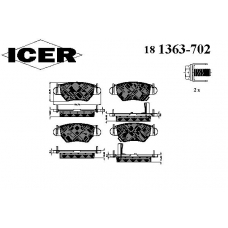181363-702 ICER Комплект тормозных колодок, дисковый тормоз