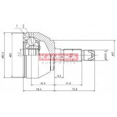 6180 KAMOKA Шарнирный комплект, приводной вал