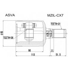 MZIL-CX7 ASVA Шарнирный комплект, приводной вал