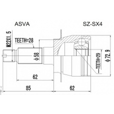 SZ-SX4 ASVA Шарнирный комплект, приводной вал