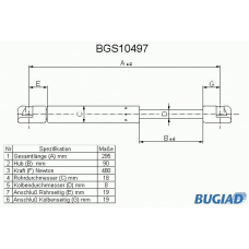 BGS10497 BUGIAD Газовая пружина, крышка багажник