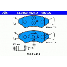 13.0460-7027.2 ATE Комплект тормозных колодок, дисковый тормоз