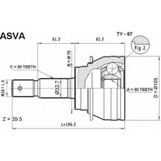 TY-67 ASVA Шарнирный комплект, приводной вал