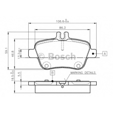 0 986 TB3 145 BOSCH Комплект тормозных колодок, дисковый тормоз