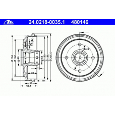 24.0218-0035.1 ATE Тормозной барабан