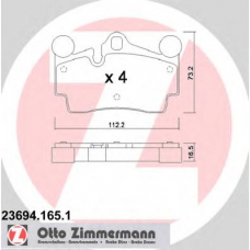 23694.165.1 ZIMMERMANN Комплект тормозных колодок, дисковый тормоз