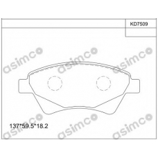 KD7509 ASIMCO Комплект тормозных колодок, дисковый тормоз