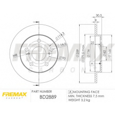 BD-2889 FREMAX Тормозной диск