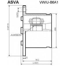 VWIU-B6A1 ASVA Шарнирный комплект, приводной вал