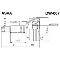 DW-007 ASVA Шарнирный комплект, приводной вал