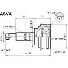 TY-34 ASVA Шарнирный комплект, приводной вал