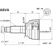 MZ-18 ASVA Шарнирный комплект, приводной вал