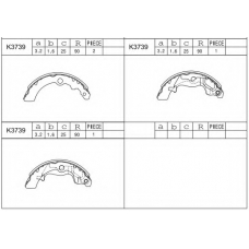 K3739 ASIMCO Комплект тормозных колодок