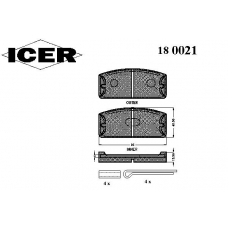 180021 ICER Комплект тормозных колодок, дисковый тормоз