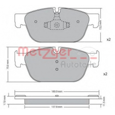 1170619 METZGER Комплект тормозных колодок, дисковый тормоз
