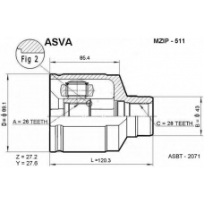 MZIP-511 ASVA Шарнирный комплект, приводной вал