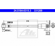 24.5164-0315.3 ATE Тормозной шланг