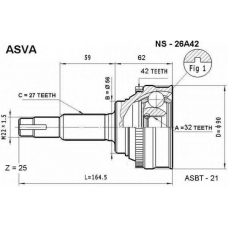 NS-26A42 ASVA Шарнирный комплект, приводной вал