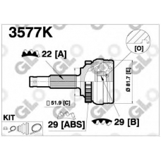 3577K GLO Шарнирный комплект, приводной вал