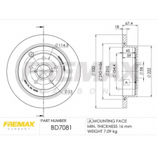 BD-7081 FREMAX Тормозной диск