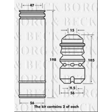 BPK7016 BORG & BECK Пылезащитный комплект, амортизатор