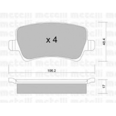 22-0676-0 METELLI Комплект тормозных колодок, дисковый тормоз