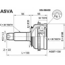 HN-38A50 ASVA Шарнирный комплект, приводной вал