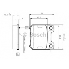 0 986 TB2 125 BOSCH Комплект тормозных колодок, дисковый тормоз