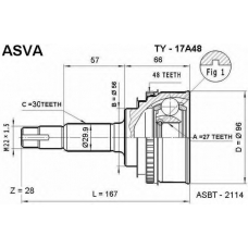 TY-17A48 ASVA Шарнирный комплект, приводной вал