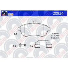 20934 GALFER Комплект тормозных колодок, дисковый тормоз
