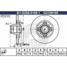 B1.G208-0109.1 GALFER Тормозной диск