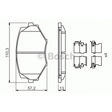 0 986 494 655 BOSCH Комплект тормозных колодок, дисковый тормоз