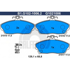 B1.G102-1006.2 GALFER Комплект тормозных колодок, дисковый тормоз