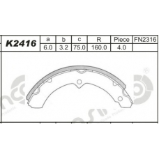 K2416 ASIMCO Комплект тормозных колодок