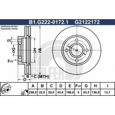 B1.G222-0172.1 GALFER Тормозной диск