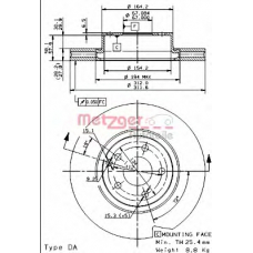 24920 V METZGER Тормозной диск