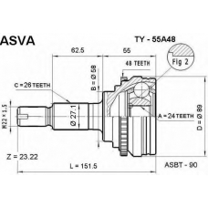 TY-55A48 ASVA Шарнирный комплект, приводной вал