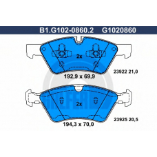 B1.G102-0860.2 GALFER Комплект тормозных колодок, дисковый тормоз