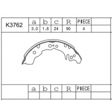 K3762 ASIMCO Комплект тормозных колодок