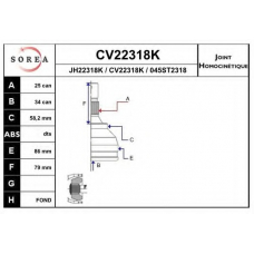 CV22318K EAI Шарнирный комплект, приводной вал