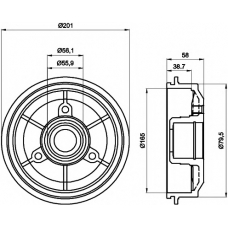 8DT 355 300-051 HELLA PAGID Тормозной барабан