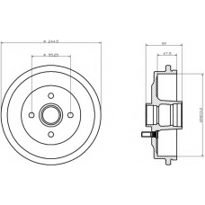 8DT 355 302-031 HELLA Тормозной барабан