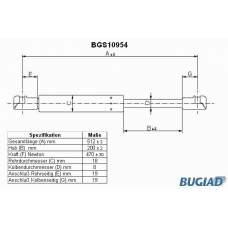 BGS10954 BUGIAD Газовая пружина, крышка багажник