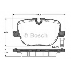 0 986 TB3 097 BOSCH Комплект тормозных колодок, дисковый тормоз