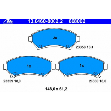 13.0460-8002.2 ATE Комплект тормозных колодок, дисковый тормоз