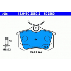 13.0460-2860.2 ATE Комплект тормозных колодок, дисковый тормоз